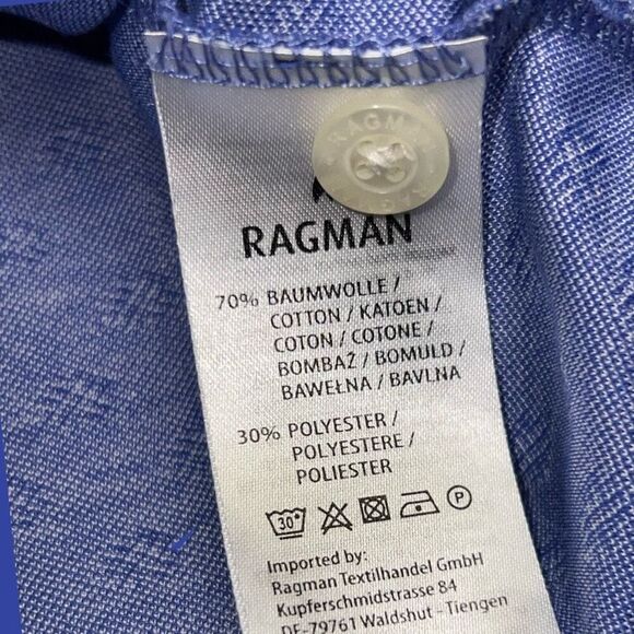 Men's Ragman Classic Short Sleeve Sky Blue Polo Shirt Size Large #6 - Picture 4 of 5
